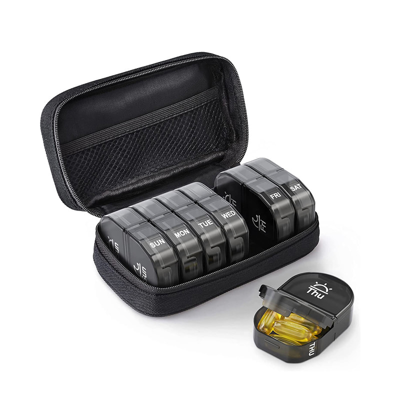 Χαριτωμένο Canvas Travel 7 day Pill Organizer με τσάντα με φερμουάρ 