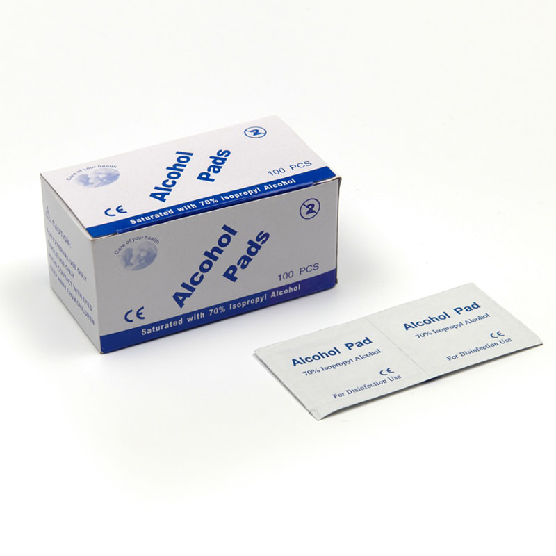 Μαντηλάκι μιας χρήσης αποστειρωμένο κορεσμένο οινόπνευμα με χλωριούχο νάτριο 