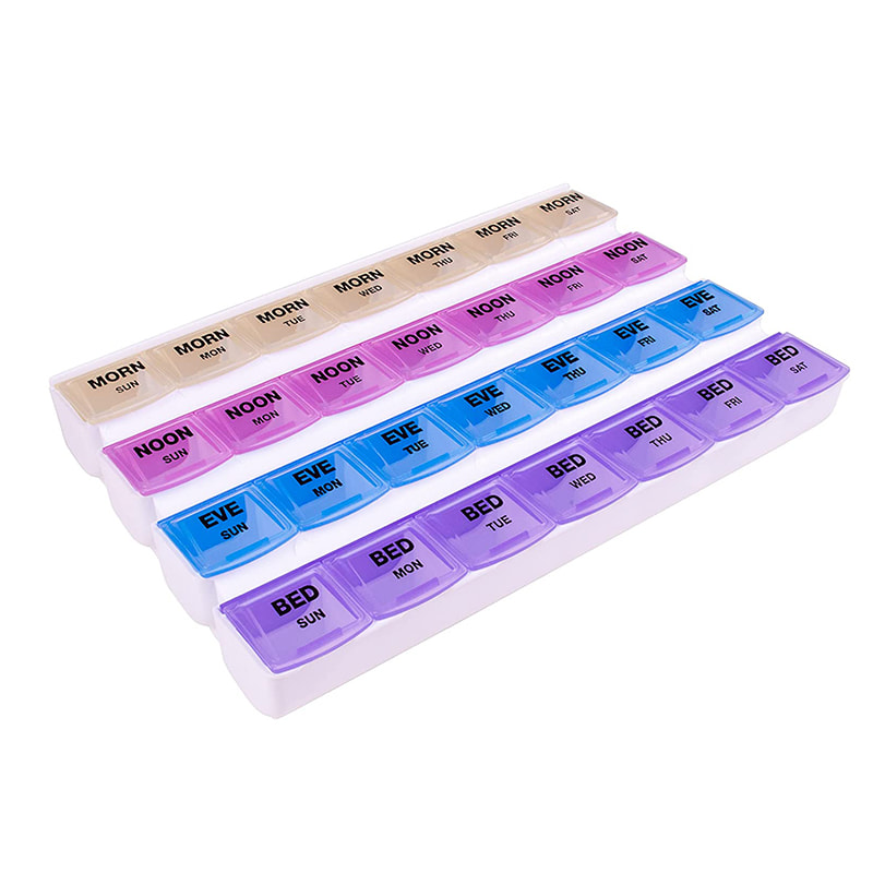 Easy 28 Day Weekly Monthly Pill Organizer με See Through Lids