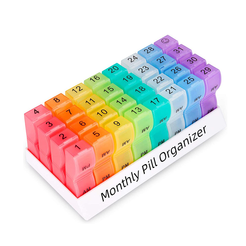 Επαναχρησιμοποιήσιμο μηνιαίο εβδομαδιαίο ημερήσιο διανομέα χαπιών για ταξίδια 